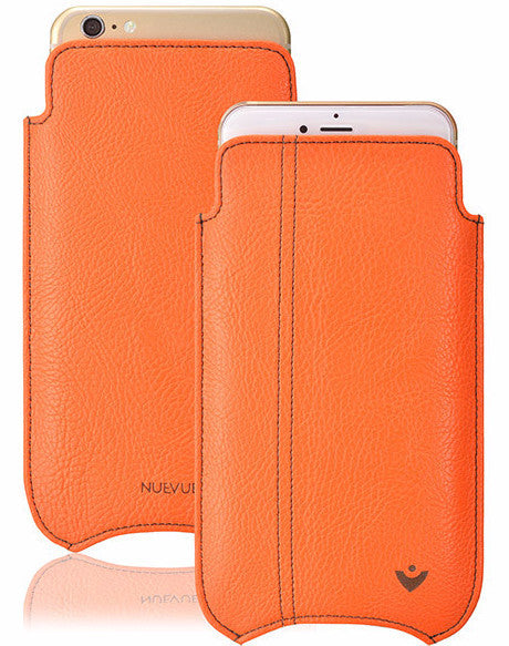 iPhone 8 / 7 Case in Flame Orange Vegan Leather | Screen Cleaning  Sanitizing Lining.