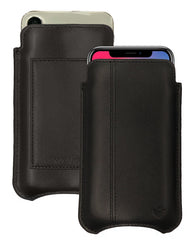 Apple iPhone 16 / 16 Pro Black Leather Wallet Case with NueVue Patented Antimicrobial, Germ Fighting and Screen Cleaning Technology