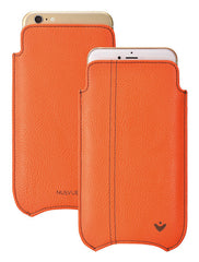 Apple iPhone 16 Pro Max Pouch Case in Kumquat Vegan Leather | Screen Cleaning Sanitizing lining